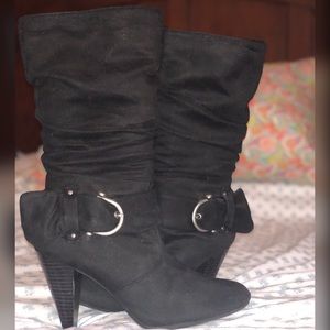 Ophelia Black Suede Style Boots